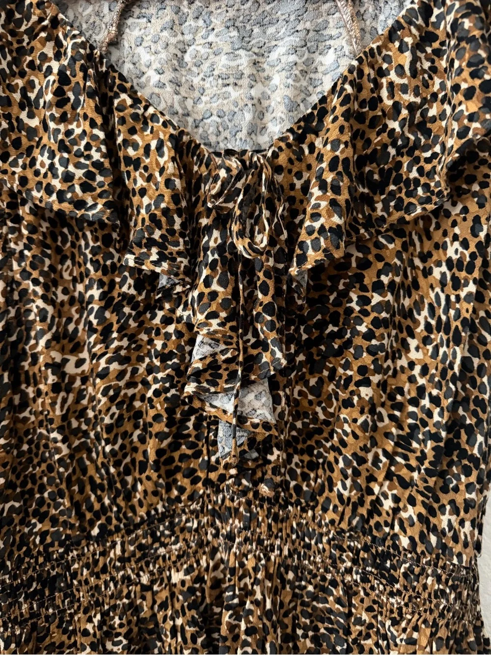 Old Navy Leopard Print and Cream Ruffled V-Neck Blouse (includes 2 tops)